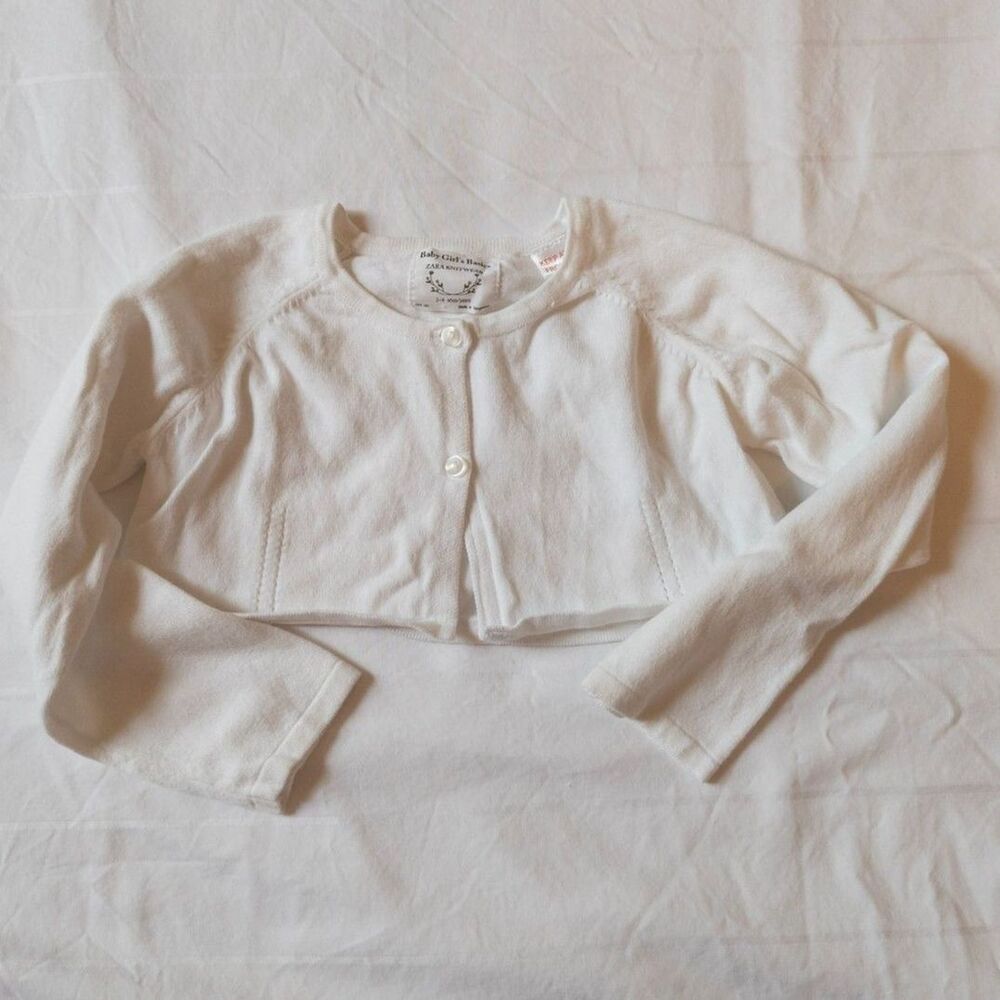 Zara baby girl white cropped cardigan size‎ 3-4y